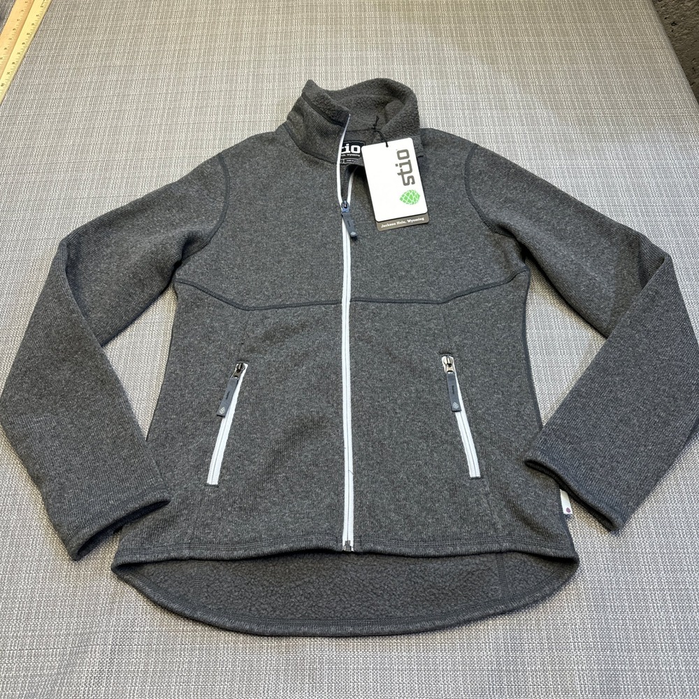 New Stio Jacket Womens Small Abyss Heather Gray Full Zip Outdoors Fleece Lined